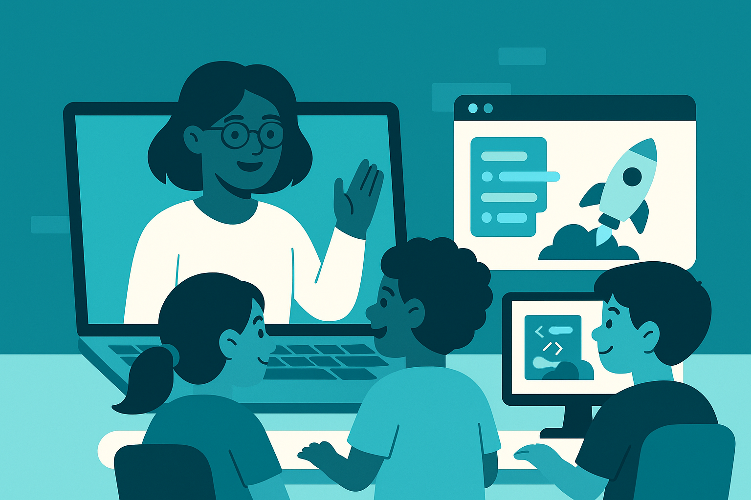 Empowered online tutor teaching coding